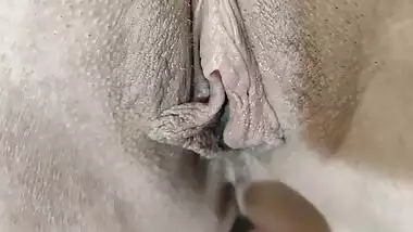 Slowly fucking my stepmom's hairy pussy. Homemade porn. She has a tight and wet butterfly pussy