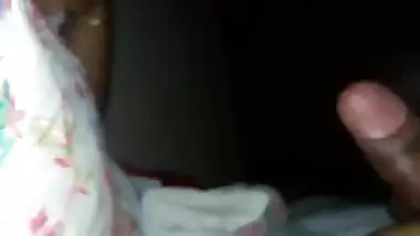 Sex begins for gray-haired Indian woman by giving lover XXX blowjob