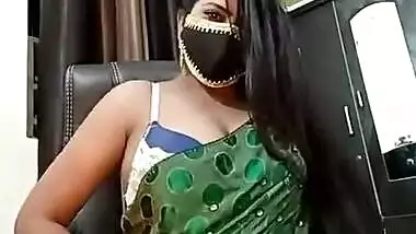 Hot cousin in transparent saree showing her milky white boobs and talking dirty boobs part 3