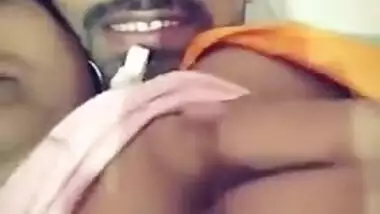 Indian uncovers her full XXX tits for sex partner who touches them