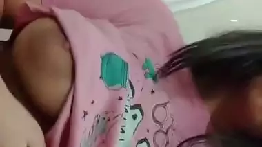 Big boobs cute girl in glasses showing topless body