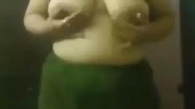 Desi beauty with hairy XXX cunt takes her sex tits to light too