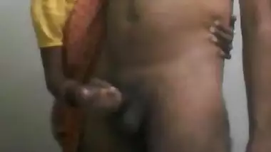Sful Indian wife strokes husband's dick till orgasm in porn video