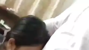Cute girlfriend hot blowjob to boyfriend with smile