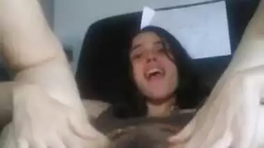 Dirty Talking Hairy Pink Pussy Slut on a Free Chair Pulls up Dress & Spreads Huge Vagina Shows Clit