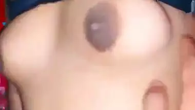 Guy plays with GF’s small boobs in Bengali sex video
