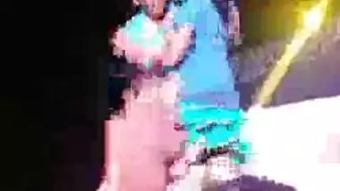 Telugu Girl Showing Boobs On Stage At Recording Dance