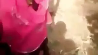 Awesome sex with sexy and skinny village Desi Aunty outdoor in the jungle