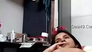 Relaxed Desi sweetheart rubs her XXX snatch waiting for sex with BF