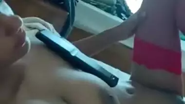 Bangla slut in pink fishnets shows her Desi curves before XXX sex