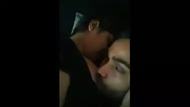 College teen girl grabs lover’s head to suck nipple