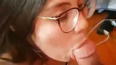 Sexy Indian babe drinks cum after an Indian blowjob