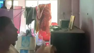 Milk tanker mom removing nighty in living room